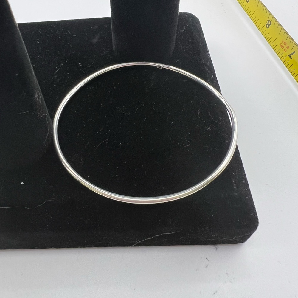 Simple Sterling Silver Rounded Bangle With No Des… - image 2